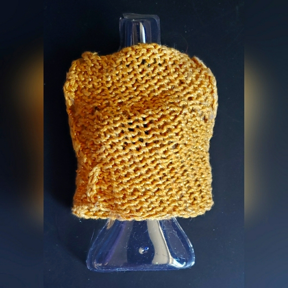 Vintage 1960s Barbie Doll Rose Gold Knit Crochet Top - Picture 1 of 4